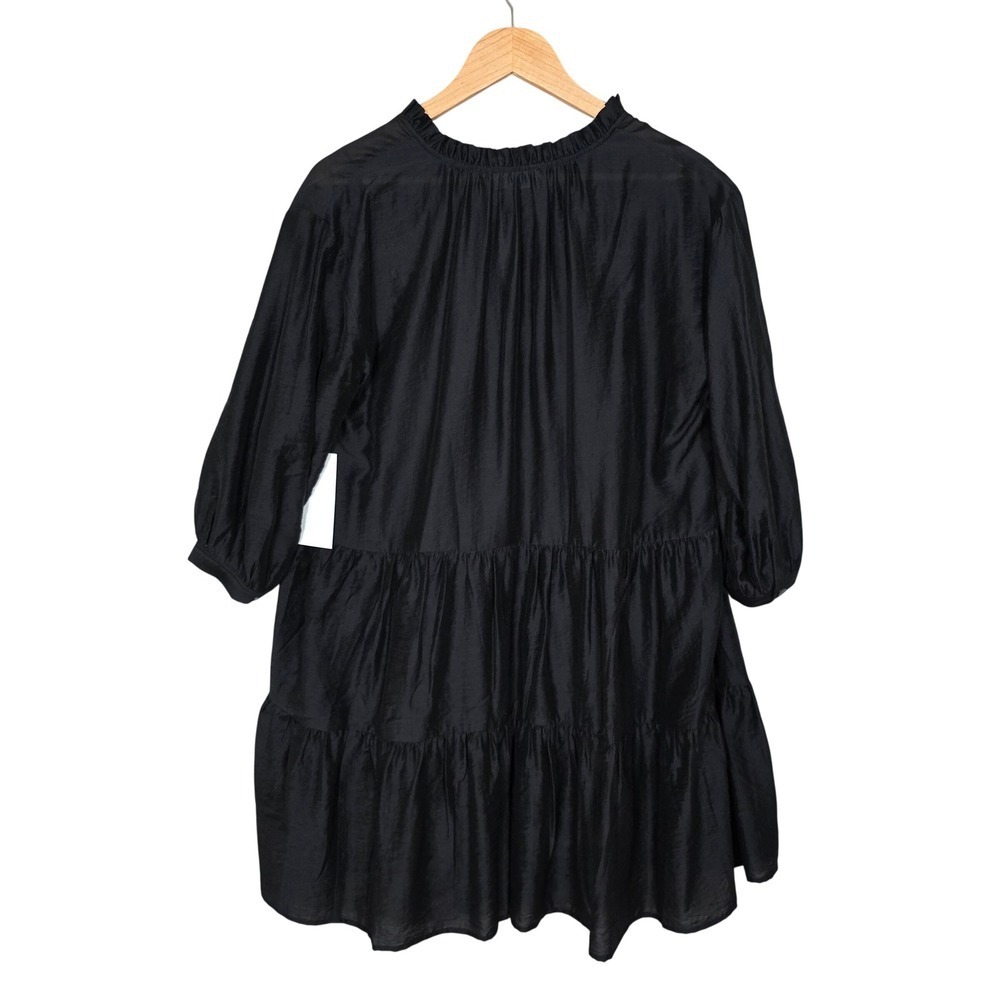 NWT Hudson North Black Tiered Lyocell Blend Mini Dress Removable Slip Medium - Picture 3 of 16